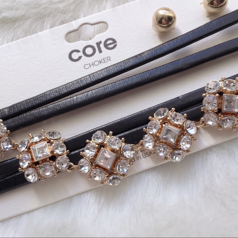 Sparkly Jewel Wrap Choker & Earring Set
